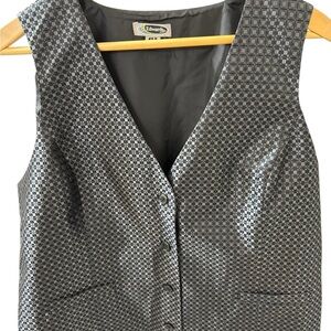 Edward’s Grid Brocade Vest Size L R  100% Polyester Two pockets Buttoned